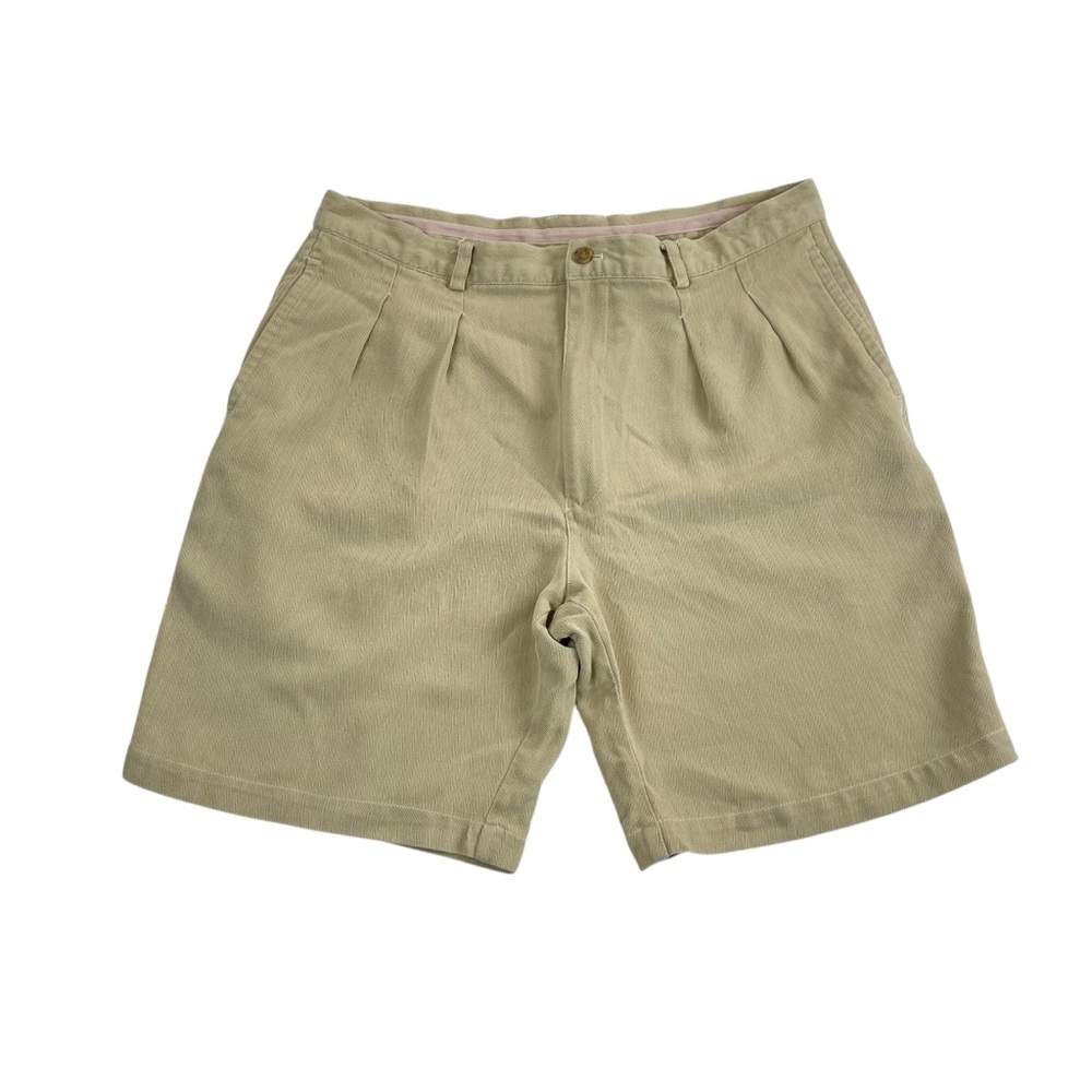 Reyn Spooner Shorts Silk Beige Herringbone Bermuda Men's 32x8 (Tag 36) Preppy